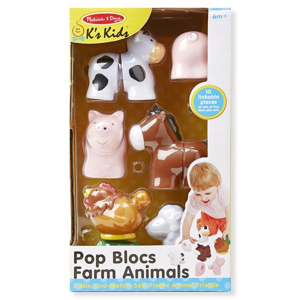 Melissa & Doug Pop Blocs Farm Animals, 10 Pieces Per Set 9196